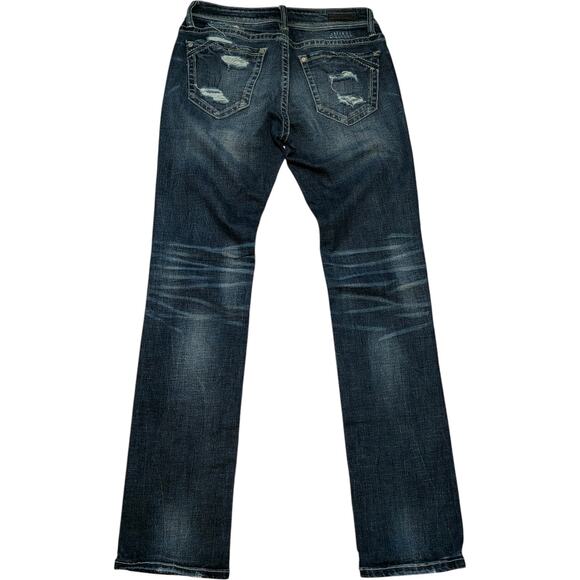 BUCKLE BLACK Dark Wash Modena Boot Cut Denim Blue Jeans Women's 25/32 Distressed - Picture 3 of 4